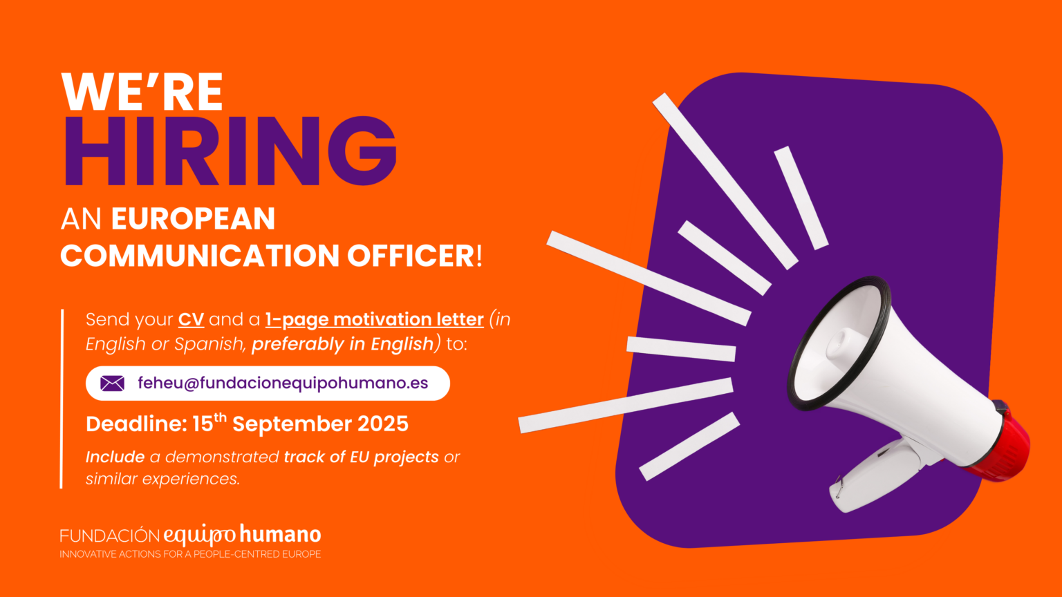 We’re hiring an European (EU) Communication Officer!