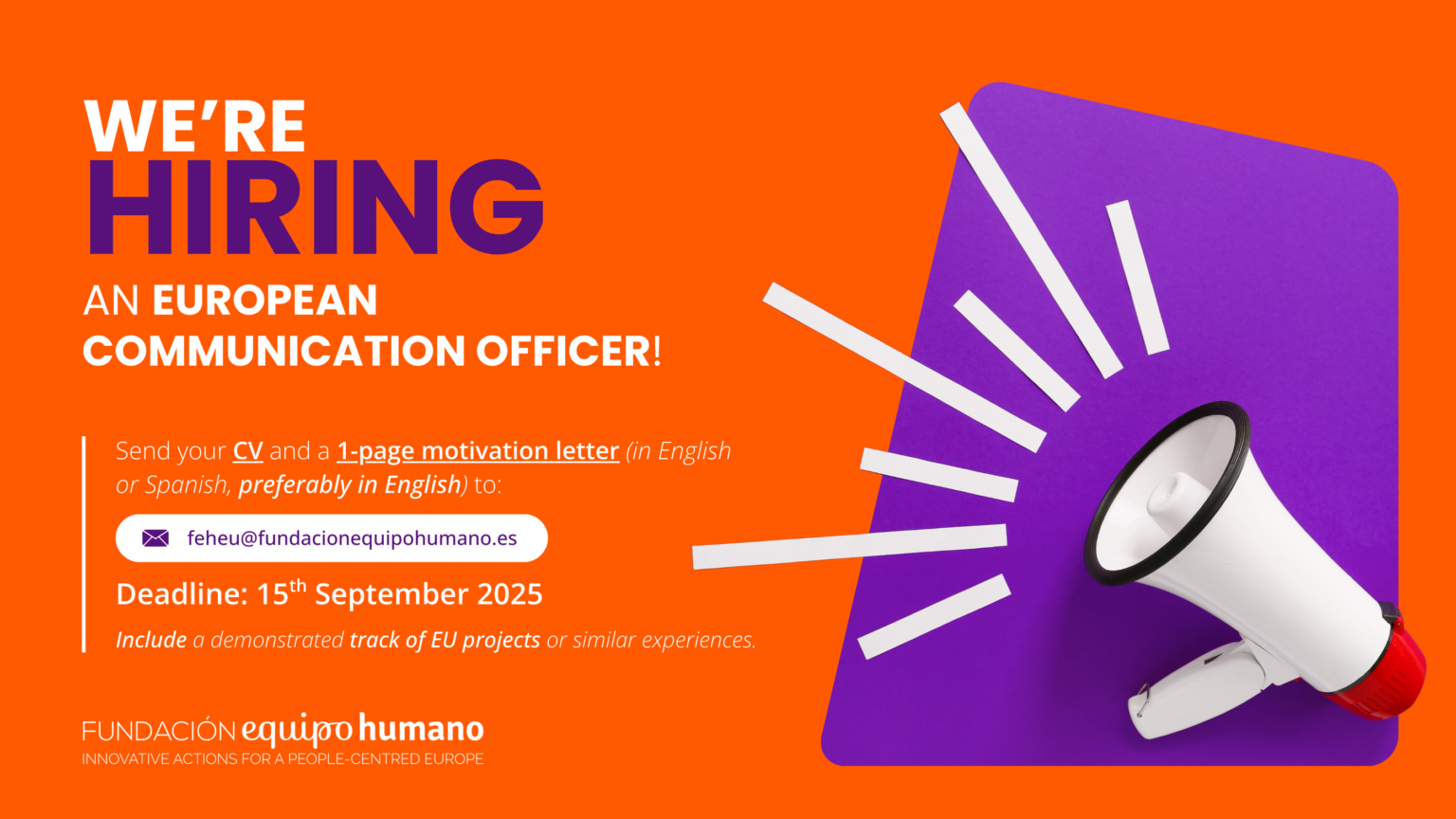 We’re hiring an European (EU) Communication Officer!